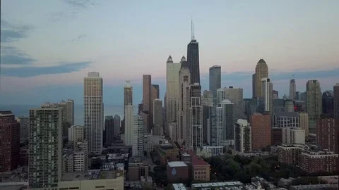 Hancock Building with Navy Pier in Background - 4k Aerial Stock Footage 104093457