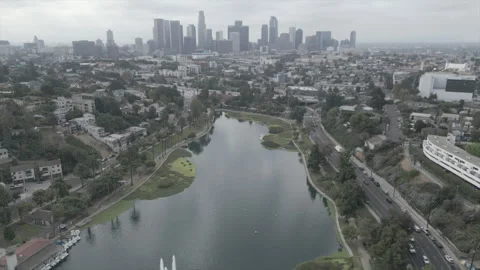 Hancock park views with DTLA in the background Stock Footage 285259879