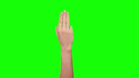 Hand 3 Finger Tap Hold on green screen background Stock Footage 201218355