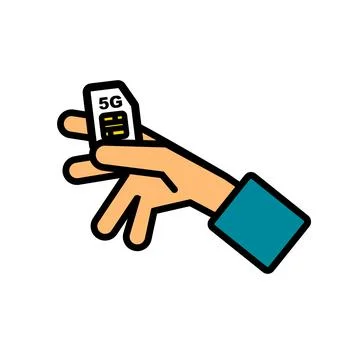 Hand with 5G SIM card. Vector. Stock Illustration