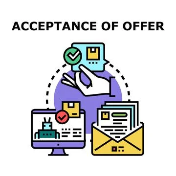 Hand accepting offer with online document confirmation 스톡 일러스트