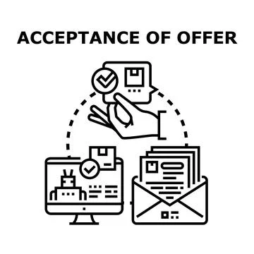 Hand accepting offer with online document confirmation Illustrazione stock
