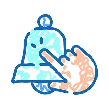 Hand activating bell for notification alert reminder Stock Illustration