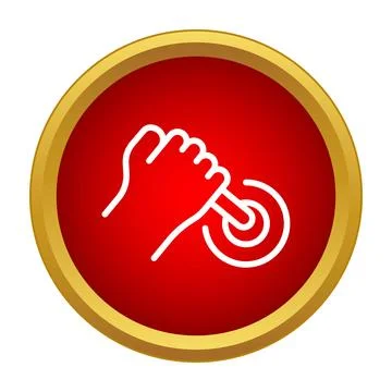 Hand activating a push button inside a red circle Stock Illustration