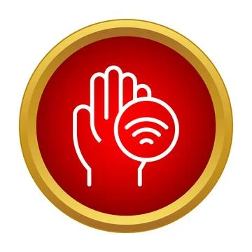 Hand activating wireless sensor technology connection icon Stock Illustration