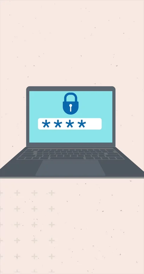A hand adds the last asterisk to the password field on the laptop screen Stock Footage 344102812