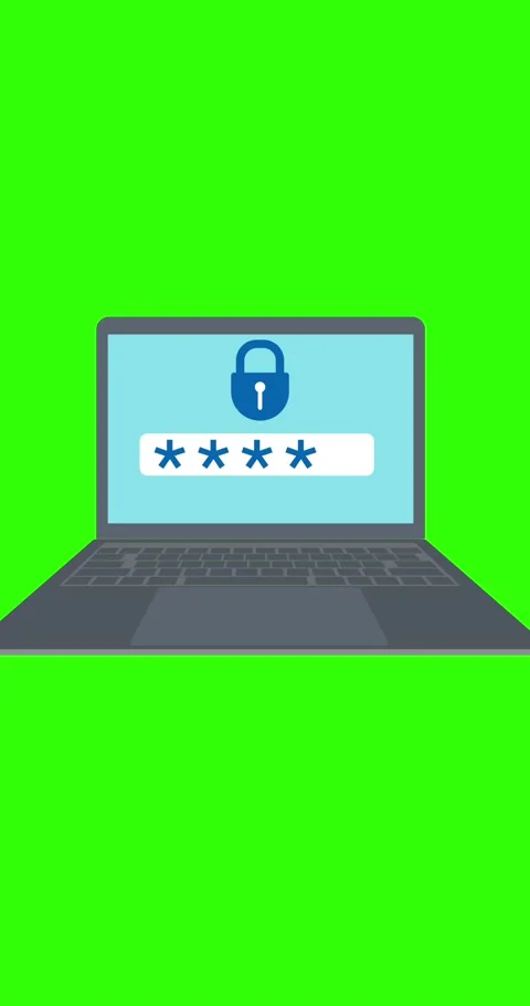 A hand adds the last asterisk to the password field on the laptop screen Stock Footage 344102822