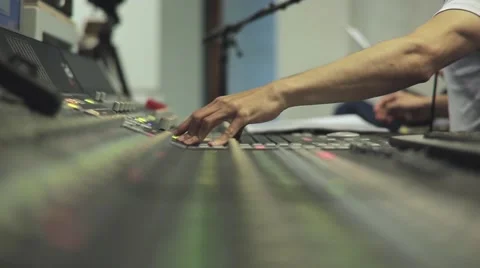 Hand Adjusting Audio Mixer Video stock 62833911