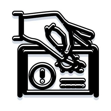 Hand adjusting gear settings on a control panel Stock Illustration