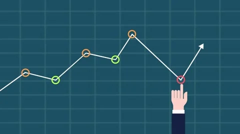 Hand adjusts a falling graph and turns it into growth Stock Footage 62344006