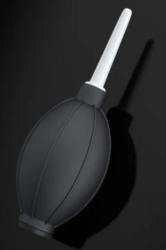 Hand air blower bulb for camera isolated on black background. Stock Illustration