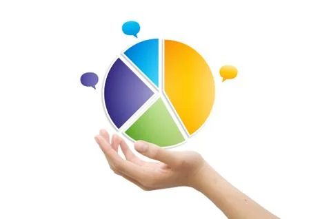 Hand and 3d pie chart Illustrazione stock