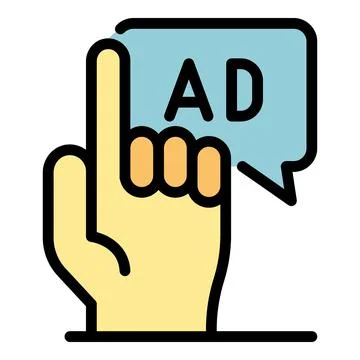 Hand and ad bubble icon color outline vector Illustrazione stock