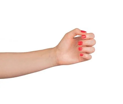 Hand and arm gesture designed to hold or present an invisible object. The han Stock Photos