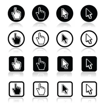 Hand and arrow cursor vector icons set Stock Illustration