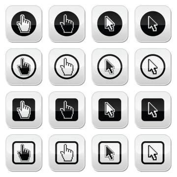 Hand and arrow cursor vector buttons set Stock Illustration