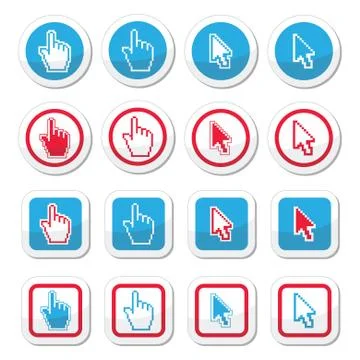 Hand and arrow cursor vector icons set Stock Illustration
