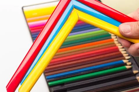 Hand and basic colour range Stock Photos