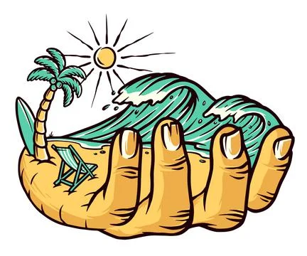 Hand and beach vector illustration design hand drawn Stock Illustration