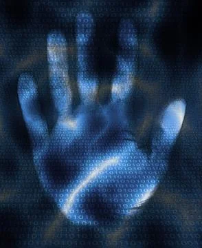 Hand and binary code design イラスト素材