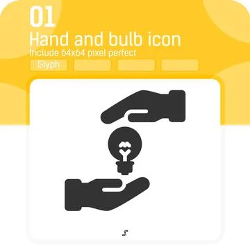 Hand and bulb icon with flat style isolated on white background. Vector icon Illustrazione stock
