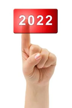 Hand and button 2022 Foto stock