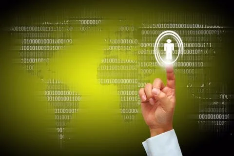 Hand and button Stock Photos