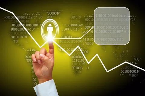 Hand and button Stock Photos