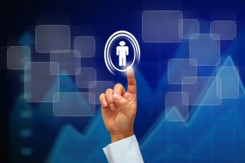 Hand and button Stock Photos