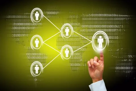 Hand and button Stock Photos