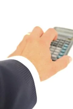 Hand and calculator Stock Photos