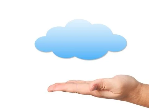 Hand and cloud on white background Hand with cloud on white background. Cl... Stock Photos