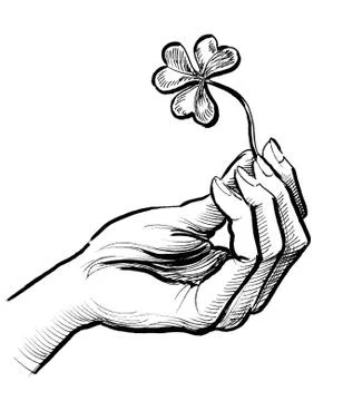 Hand and clover Stock Illustration