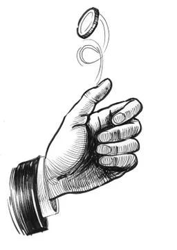 Hand and coin Stock Illustration