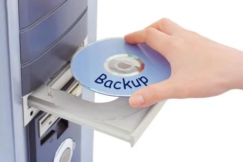Hand and computer disk backup Hand and computer disk backup isolated on wh... Stock Photos