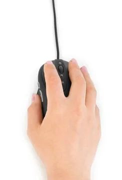 Hand and computer mouse Hand and computer mouse isolated on white backgrou... Stock Photos