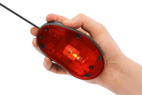 Hand and computer mouse Hand and computer mouse isolated on white backgrou... Stock Photos