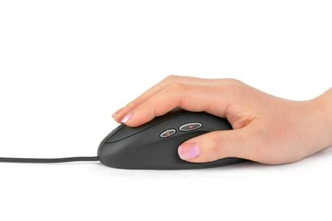 Hand and computer mouse Hand and computer mouse isolated on white backgrou... Foto stock