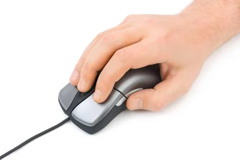 Hand and computer mouse Hand and computer mouse, isolated on white backgro... Foto stock