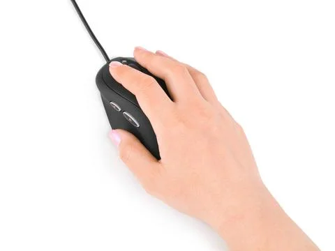 Hand and computer mouse isolated on white background Hand and computer mou... Foto stock