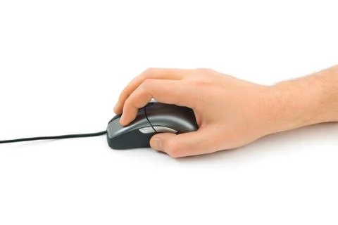Hand and computer mouse Foto stock