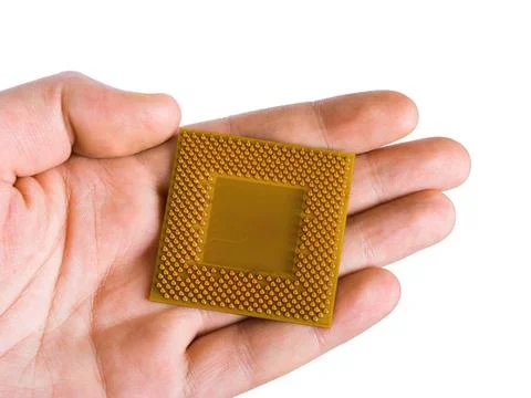 Hand and computer processor Hand and computer processor, isolated on white... Stock Photos