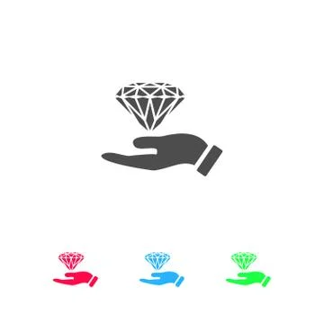 Hand and diamond icon flat Stock Illustration