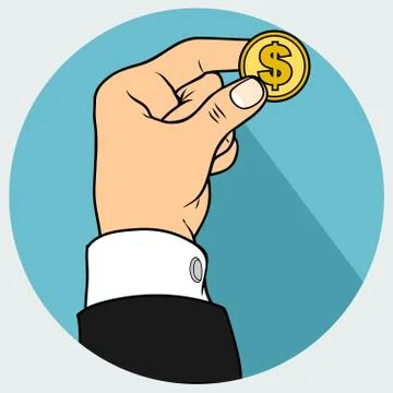Hand and dolar coin Stock Illustration