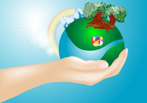 Hand and earth Stock Illustration