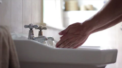 Hand and Face Morning Wash Stock Footage