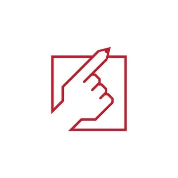 Hand and finger tip in the form of a pencil. Vector symbol Stock Illustration
