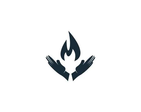Hand and Flame Fire Icon Vector Logo Template Illustration Design Stock Illustration