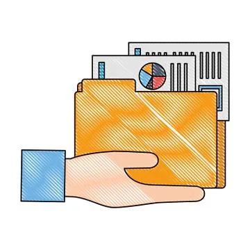 Hand and folder with documents files Stock Illustration
