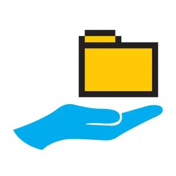 Hand and folder icon Stock Illustration